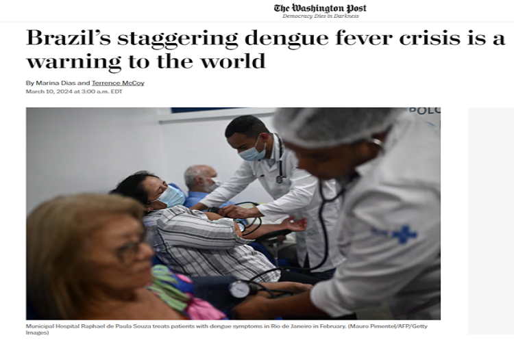 Imprensa internacional destaca crise histórica de dengue no Brasil