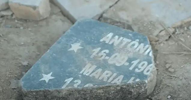 Pedaços de lápides são usados para tapar buracos de rua no RJ