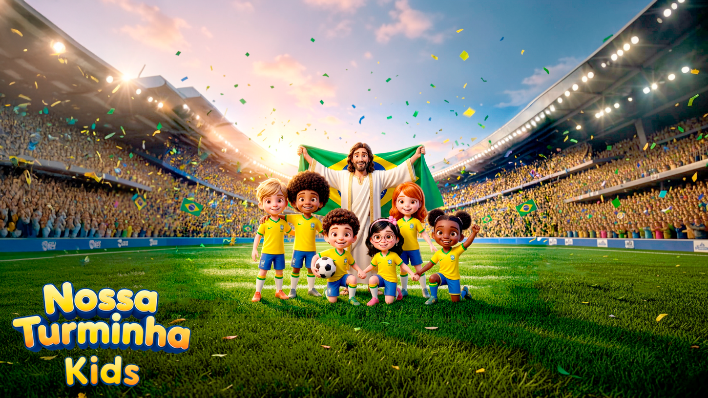 Nossa Turminha Kids transforma a emoção da Copa em louvor com a canção “Gol Gol Gol! Jesus É O Campeão”