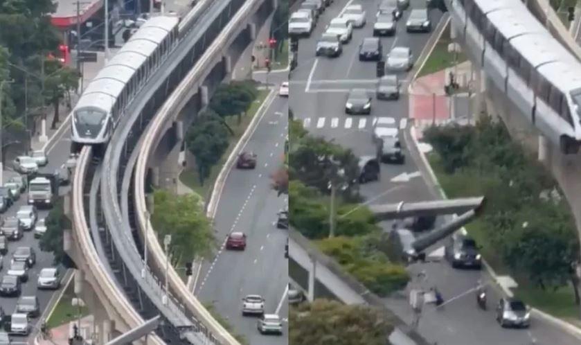 Guindaste cai sobre monotrilho e fere operador em SP